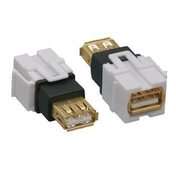 USB 2.0 Type A to A F/ F Keystone Jack