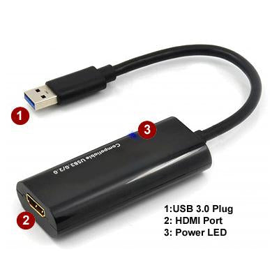 USB 3.0 to HDMI Female Converter with Audio For PC & Mac (USB 2.0 Compatible)