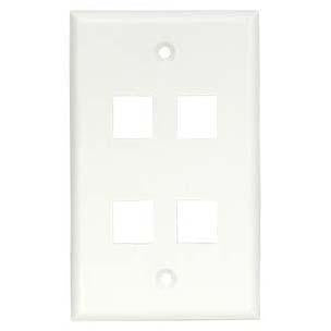 4Port Keystone Wallplate White Smooth Face
