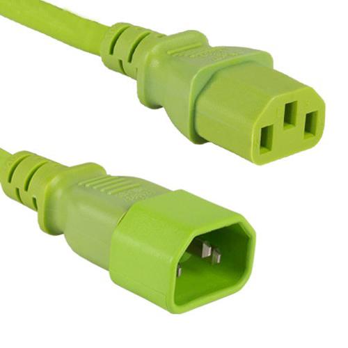 10Ft 18 AWG Computer Power Cord Extension Cable (IEC320 C13 to IEC320 C14) Green