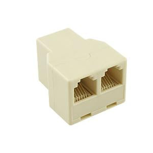 RJ12 1Jack/2Jack T adapter, Straight Beige