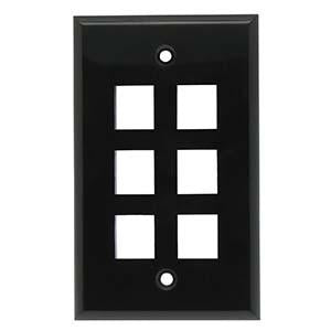 6Port Keystone Wallplate Black Smooth Face