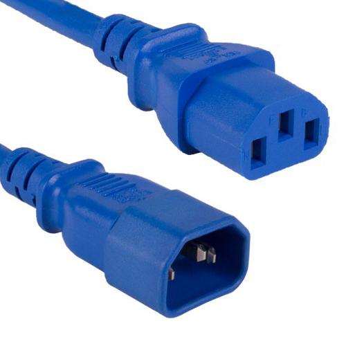 10Ft 18 AWG Computer Power Cord Extension Cable (IEC320 C13 to IEC320 C14) Blue