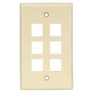 6Port Keystone Wallplate Ivory Smooth Face