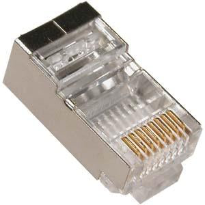 RJ45 Cat.5E Shielded Plug Stranded 50 Micron w/Inserter 100pk