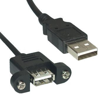 1Ft USB 2.0 A Male to A Female Cable with Panel Mount