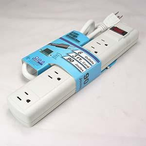 3Ft 6-Outlet Perpendicular Surge Protector 14AWG/3, 15A 90J