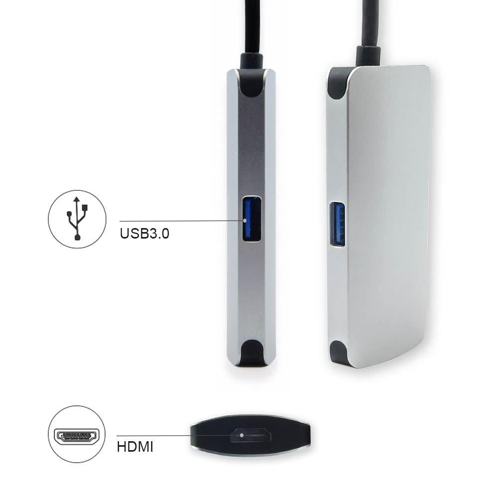 3 in 1 USB Type C Male to HDMI+C+USB3.0 Female Adapter