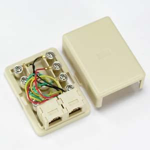 RJ11 Modular Dual Port Surface Mount Jack Ivory