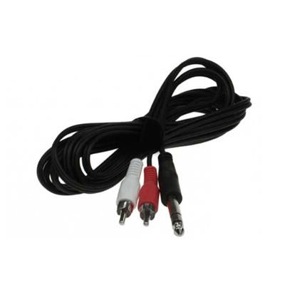 10Ft 1/4" Stereo Plug to 2 x RCA Plug