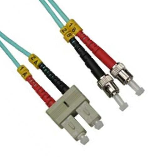 15M SC-ST 10Gb 50/125 OM3 M/M Duplex Fiber Cable Aqua Jacket