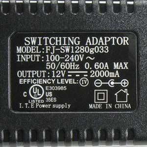 DC12V 2A Power Supply AC 120/240V 2.1mm Plug