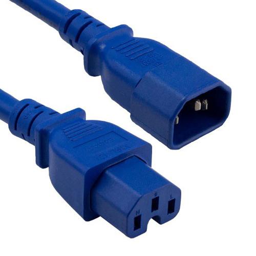 6Ft 14AWG 15A 250V Power Cord Cable (IEC320 C14 to IEC320 C15) Blue