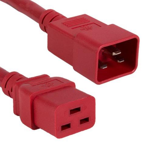 8Ft 12AWG 20A 250V Heavy Duty Power Cord Cable (IEC320 C20 to IEC320 C19) Red
