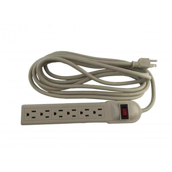 12Ft 6-Outlet Surge Protector 14AWG/3, 15A, 450J