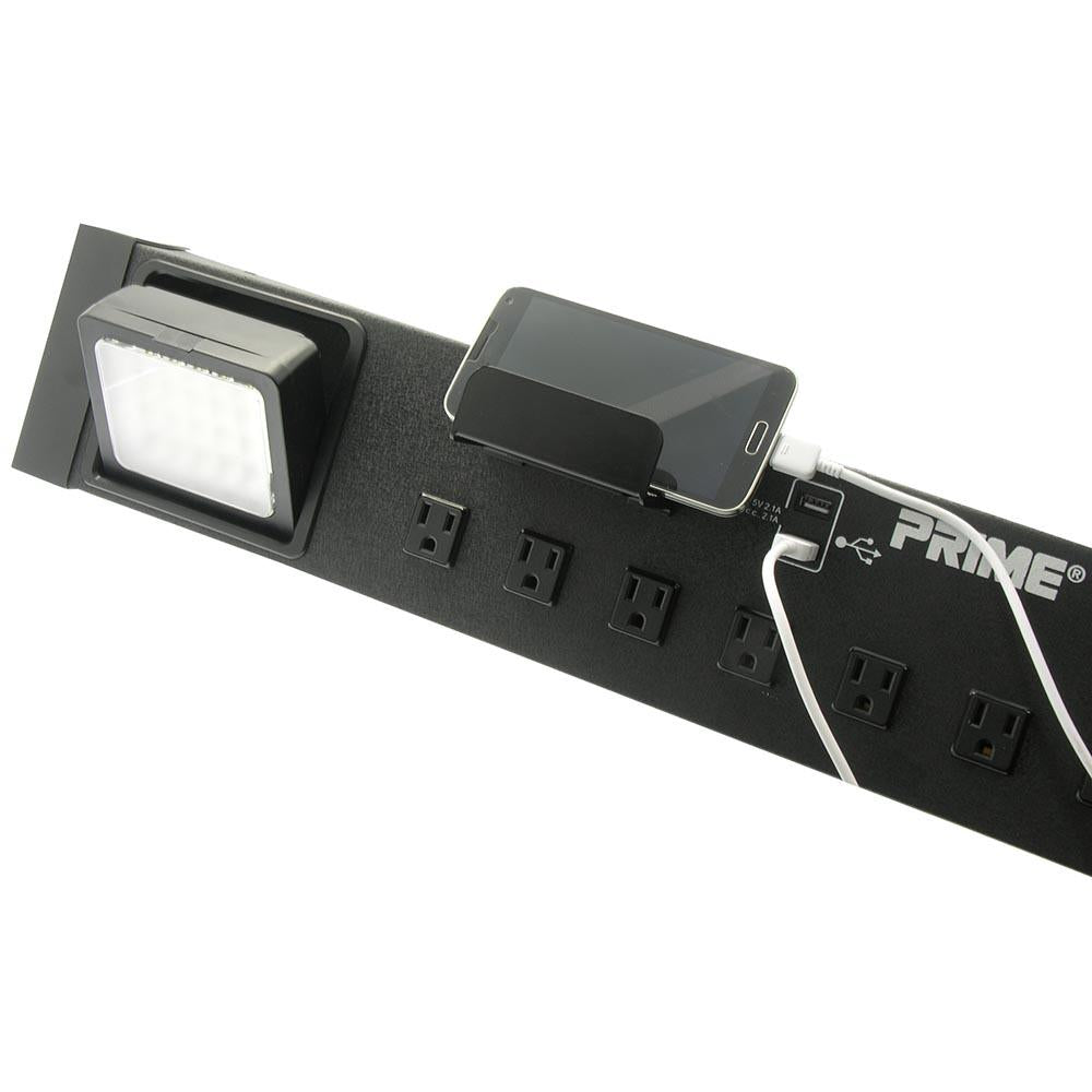 Workshop Power Center, 10-Outlet, LED Work Light, 2-Port USB Charger