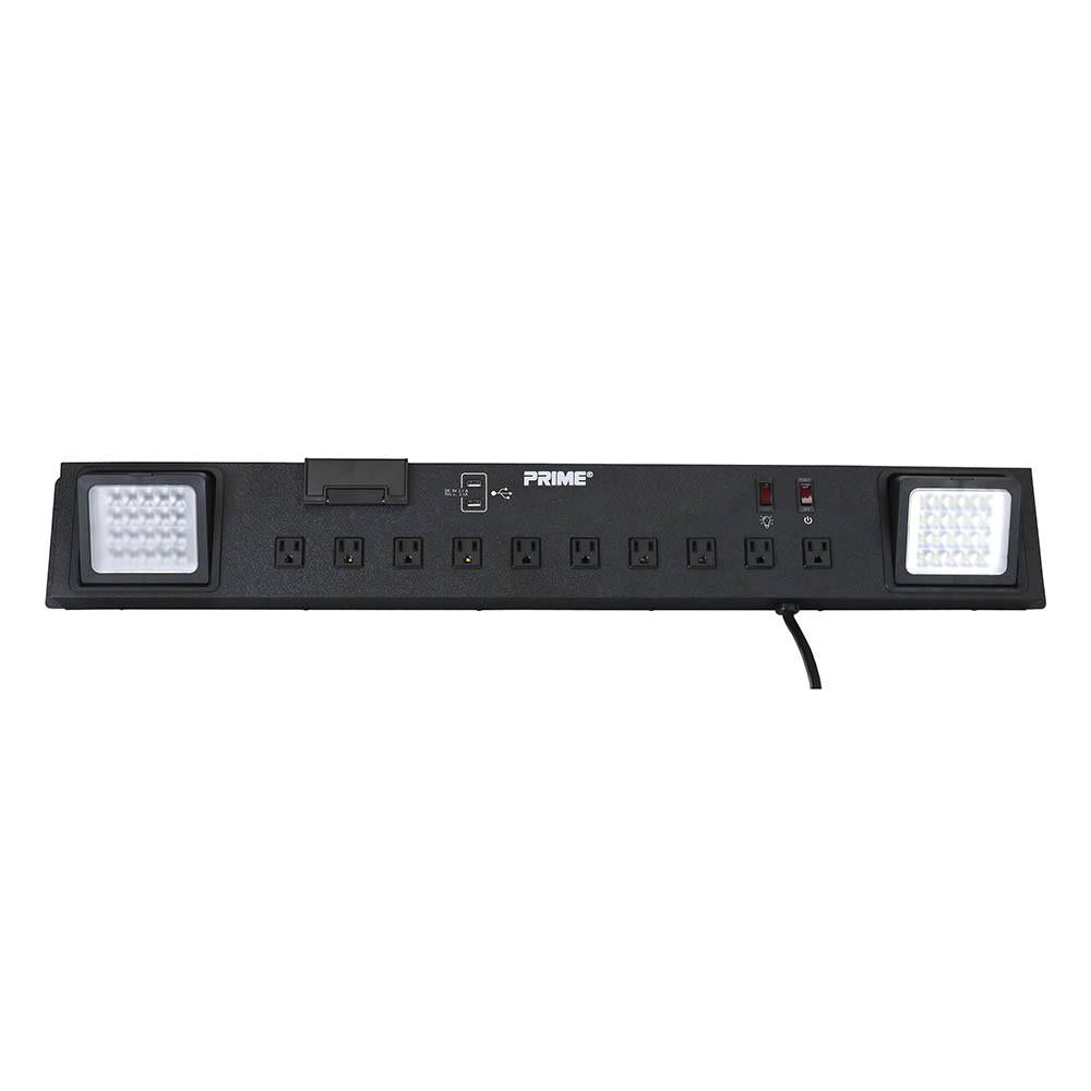 Workshop Power Center, 10-Outlet, LED Work Light, 2-Port USB Charger