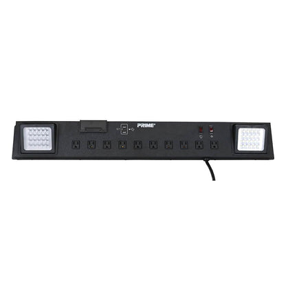 Workshop Power Center, 10-Outlet, LED Work Light, 2-Port USB Charger