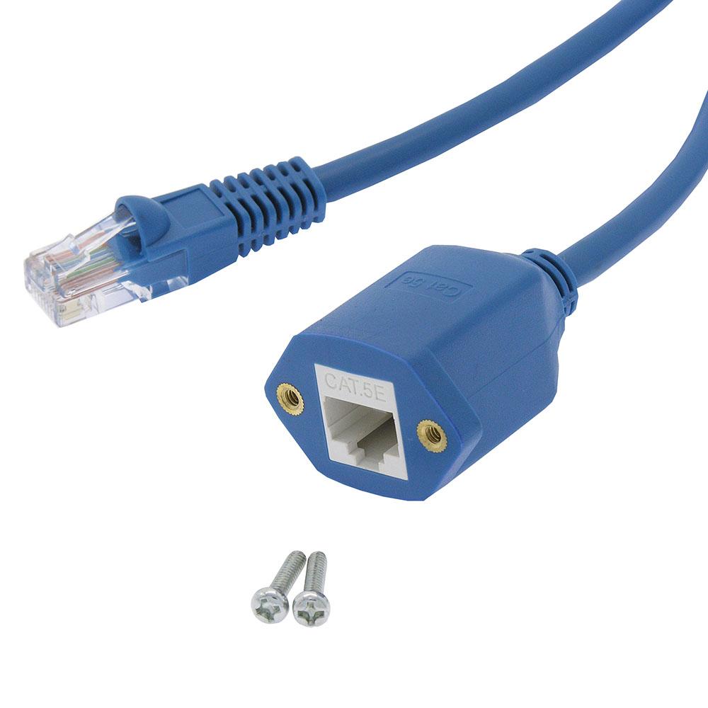 4Ft Panel-Mount Cat5E Ethernet Patch Cable Extension Blue