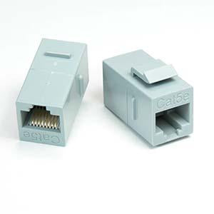 Cat.5E Inline Coupler w/Keystone Latch Gray