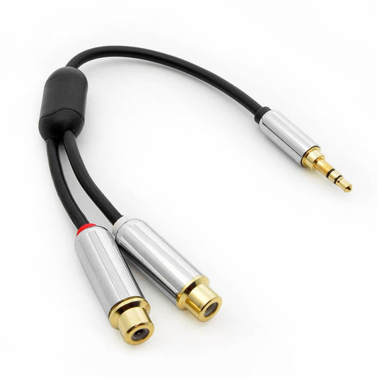 6 Inch Premium 3.5mm Stereo Plug to 2xRCA Female Audio Cable