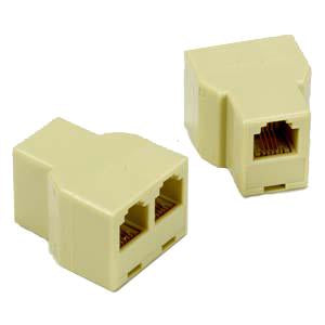 RJ11 1F/2F Modular T Adapter Ivory