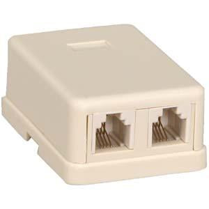 RJ11 Modular Dual Port Surface Mount Jack White