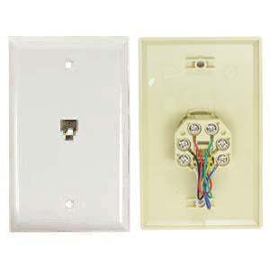 RJ12 Modular Single Port Wall Plate White, Smooth Face