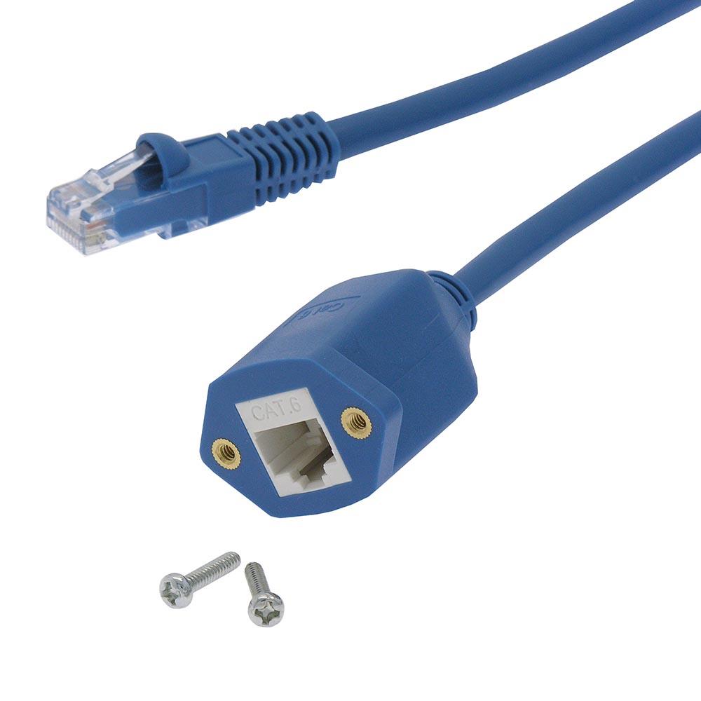 4Ft RJ45 Cat6 Panel-Mount Ethernet Network Extension Patch Cable Blue