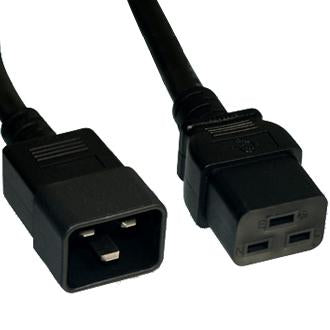 3Ft 12AWG 20A 250V Heavy Duty Power Cord Cable (IEC320 C20 to IEC320 C19)