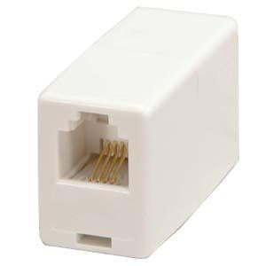RJ11 Modular Inline Coupler Straight, White