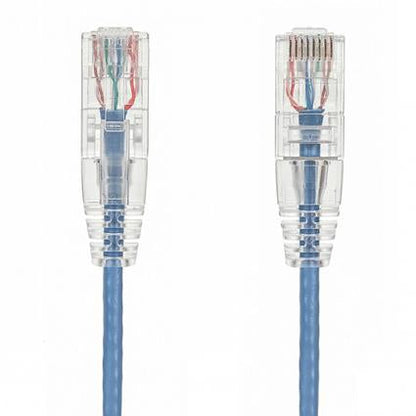 Slim Cat6 Ethernet Patch Cable Booted Blue 28AWG