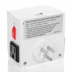 Mechanical Timer 24Hour 3-Prong Dual Outlet ON/OFF Switch