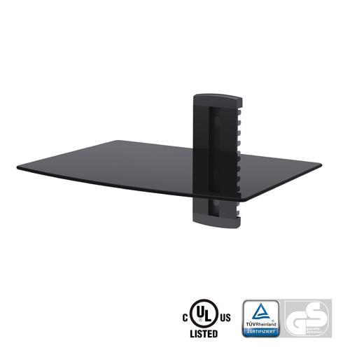 Aluminum/Tempered Glass DVD Mount Single Deck Black DVD211