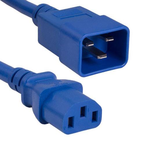 4Ft 14AWG 15A 250V Power Cord (IEC320 C13 to IEC320 C20) Blue