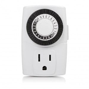 Mini Mechanical Timer 24 Hour Single 3-Prong Outlet ON/OFF Switch