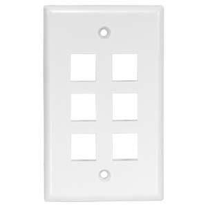 6Port Keystone Wallplate White Smooth Face