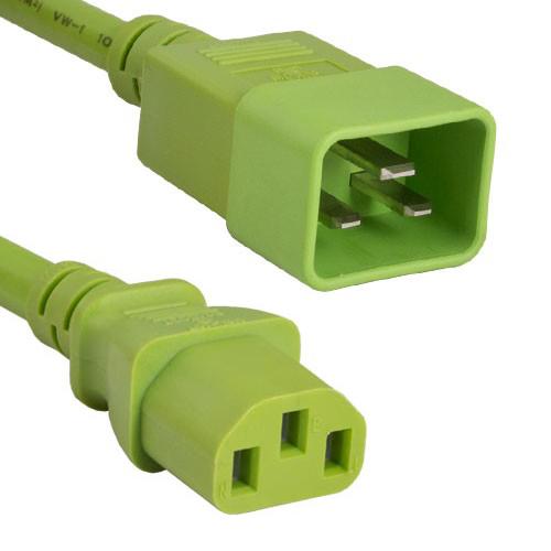 6Ft 14AWG 15A 250V Power Cord (IEC320 C13 to IEC320 C20) Green