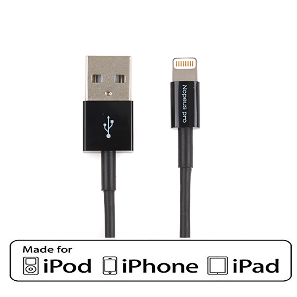 3Ft USB Charge/Sync Lightning Cable Black with MFi Certified