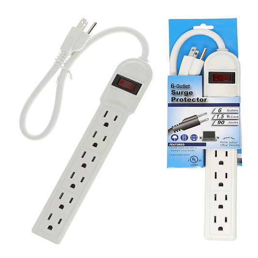 1.5Ft 6-Outlet 15A Power Strip, 14AWG
