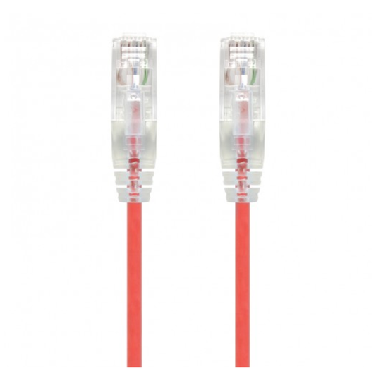 Slim Cat6 Ethernet Patch Cable Booted Red 28AWG