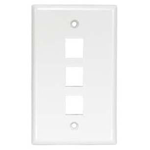 3Port Keystone Wallplate White Smooth Face