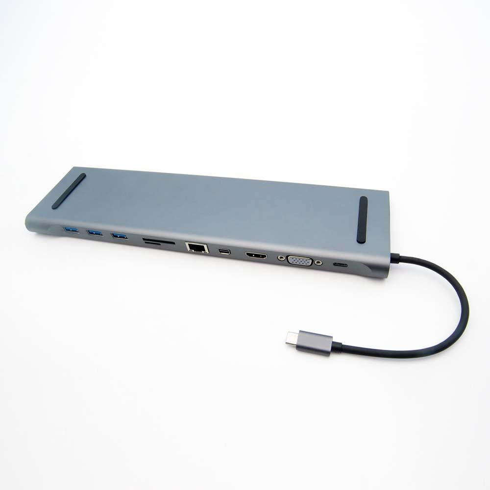 USB 3.1 Type-C to HDMI+Mini DP +VGA+USB 3.0x3+SD card slot+RJ45+audio+Type C Female Docking