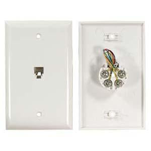 RJ11 Modular Single Port Wall Plate White, Smooth Face