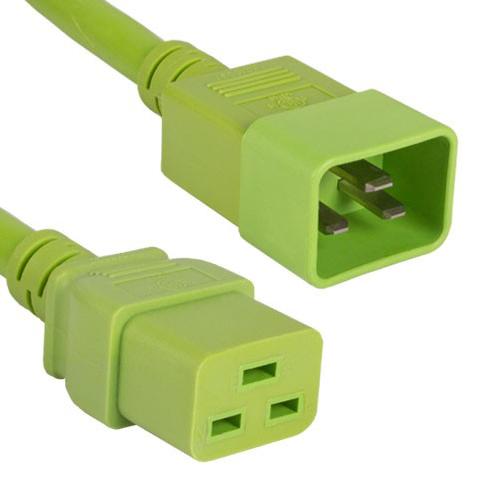 6Ft 12AWG 20A 250V Heavy Duty Power Cord Cable (IEC320 C20 to IEC320 C19) Green