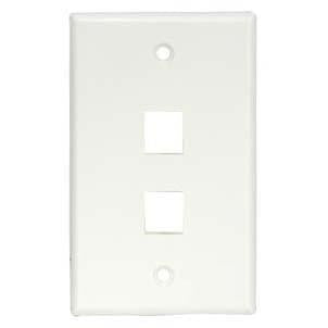 2Port Keystone Wallplate White Smooth Face