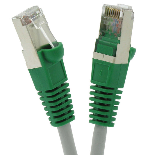 25Ft Cat5E Shielded Crossover Ethernet Patch Cable Gray-Green Boot