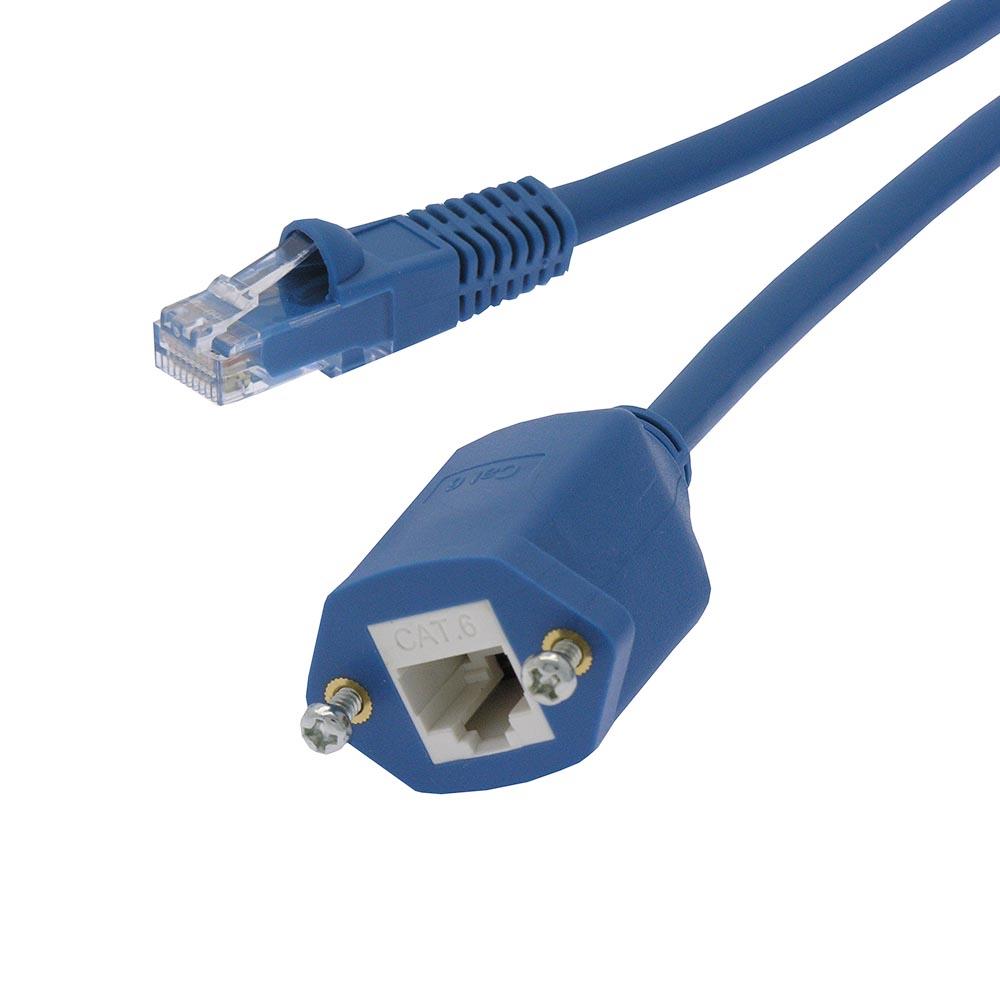 3Ft RJ45 Cat6 Panel-Mount Ethernet Network Extension Patch Cable Blue