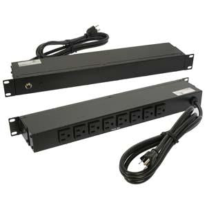 19" 1U Rackmount 8-Outlet PDU Metal Case 6Ft Power Cord AC120V 15A (12A UL)