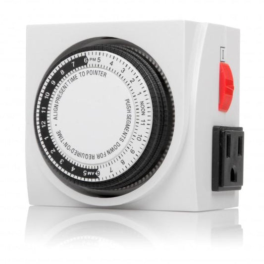 Mechanical Timer 24Hour 3-Prong Dual Outlet ON/OFF Switch
